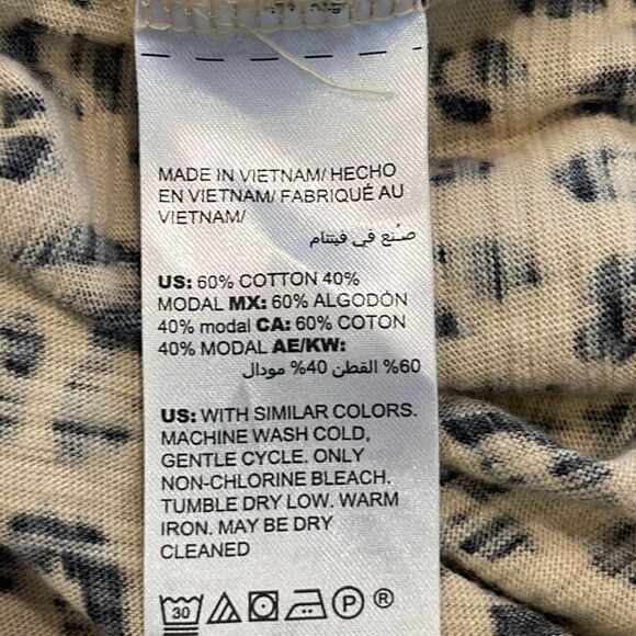 Chico's Womens Tan Black Animal Print 3/4 Sleeve Cotton Blend Top Size 2 NWOT - Picture 6 of 7